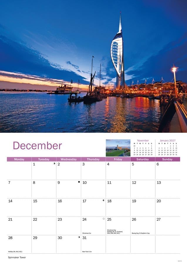 Portsmouth 2026 A4 Wall Calendar