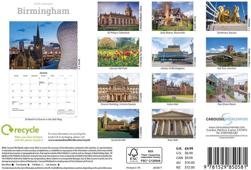 Carousel Worldwide, Birmingham 2026 A5 Wall Calendar
