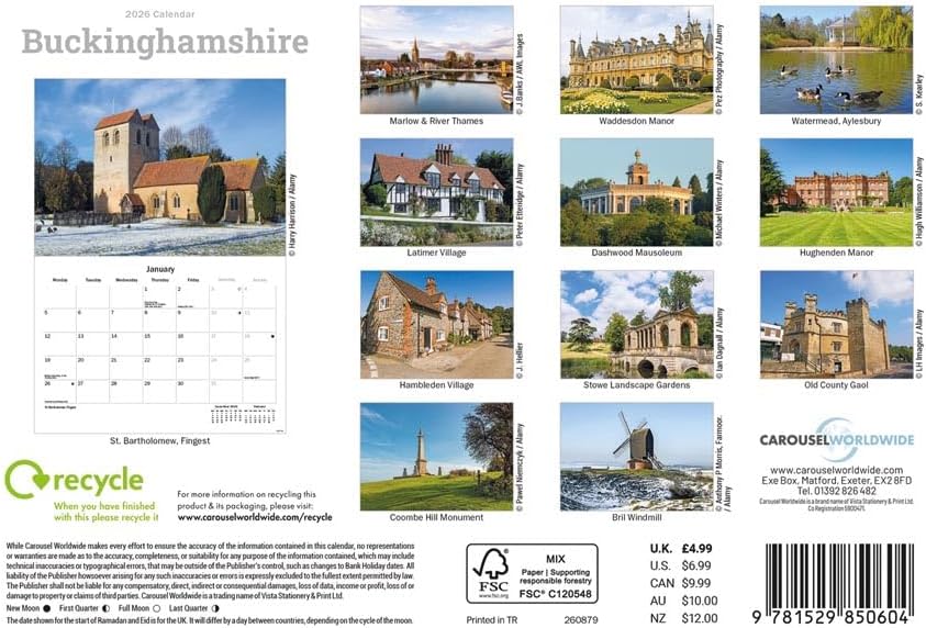 Carousel Worldwide, Buckinghamshire 2026 A5 Wall Calendar