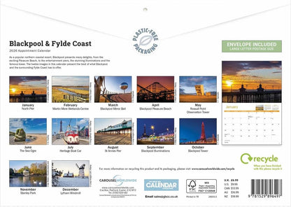 Carousel Worldwide, Blackpool & Fylde 2026 A4 Wall Calendar