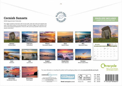 Cornish Sunsets 2026 A4 Wall Calendar