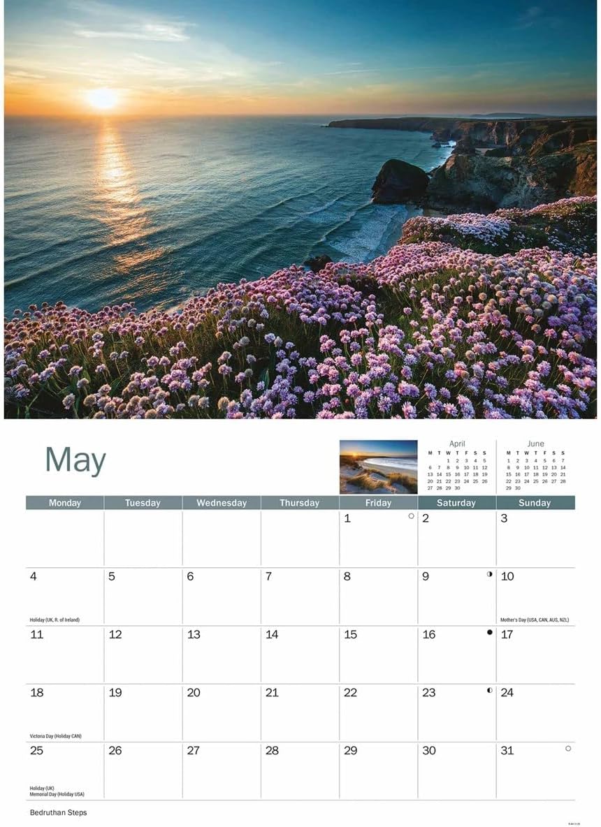 Cornish Sunsets 2026 A4 Wall Calendar