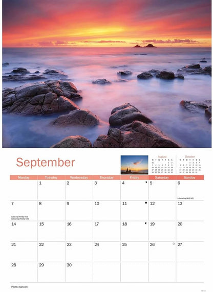 Cornish Sunsets 2026 A4 Wall Calendar