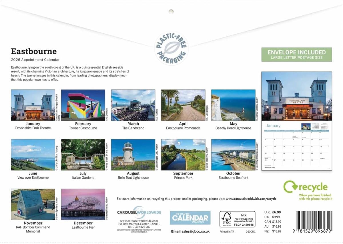 Eastbourne 2026 A4 Wall Calendar