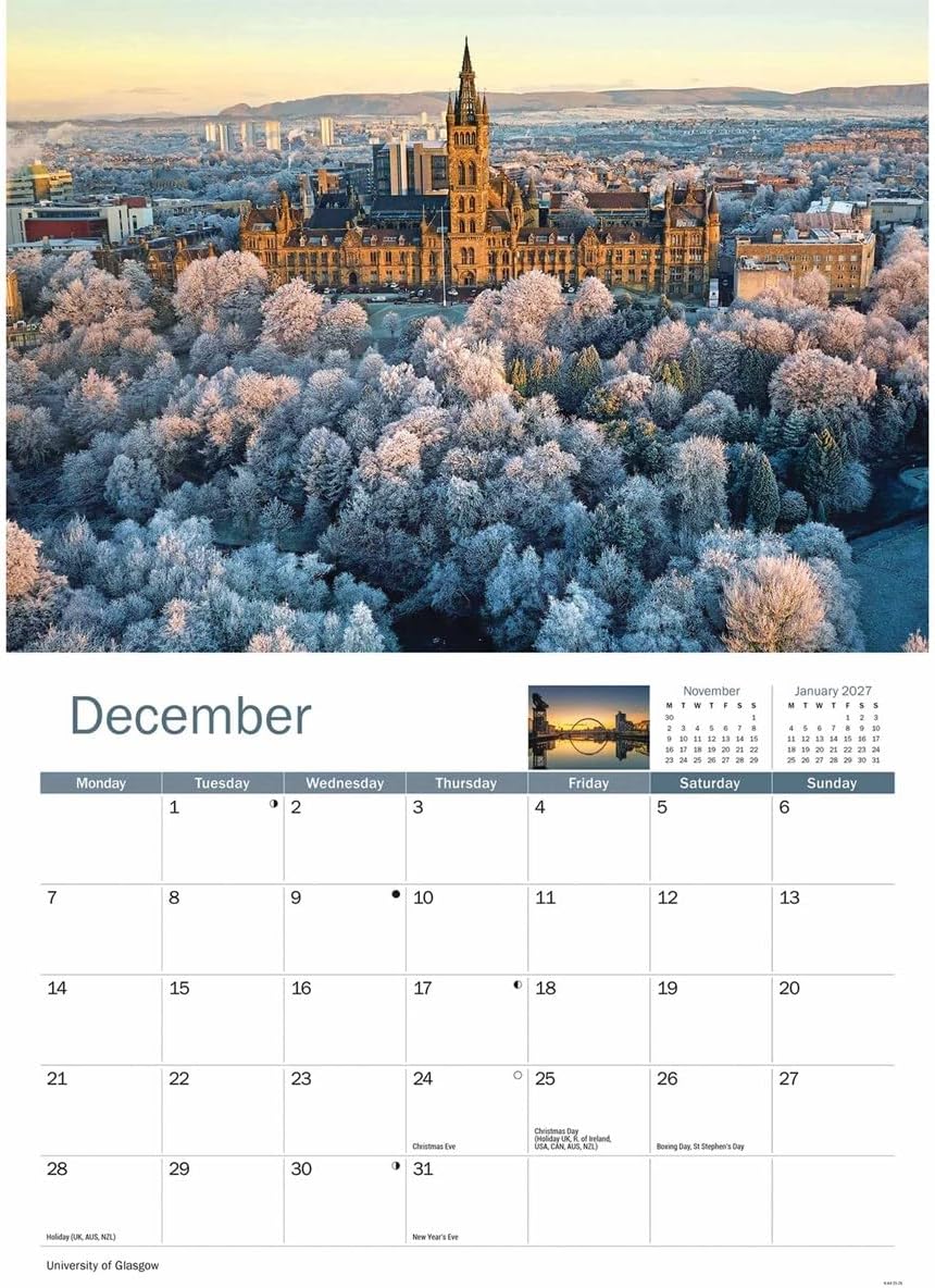 Glasgow 2026 A4 Wall Calendar