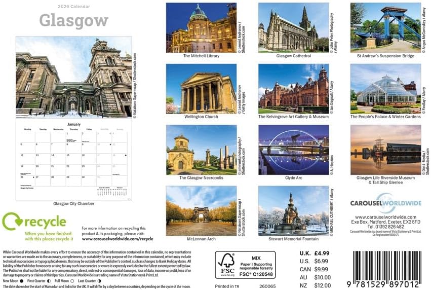 Glasgow 2026 A5 Wall Calendar