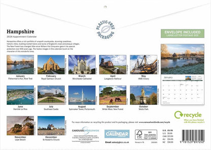 Hampshire 2026 A4 Wall Calendar