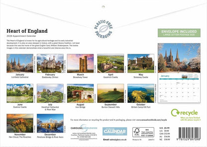 Heart Of England 2026 A4 Wall Calendar