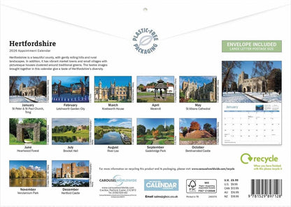 Hertfordshire 2026 A4 Wall Calendar