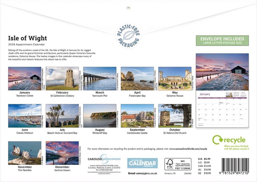 Isle of Wight 2026 A4 Wall Calendar