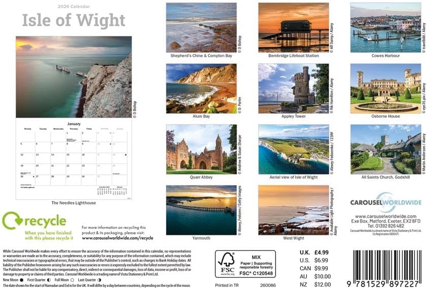 Isle of Wight 2026 A5 Wall Calendar