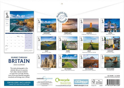 Journey Through Britain 2026 A4 Wall Calendar