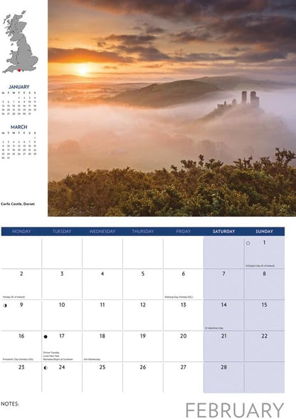 Journey Through Britain 2026 A4 Wall Calendar
