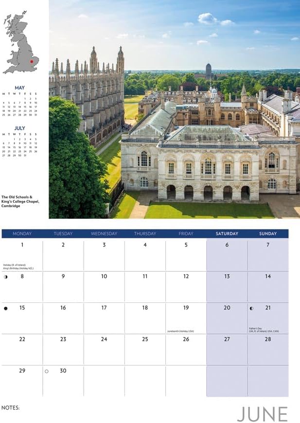 Journey Through Britain 2026 A4 Wall Calendar