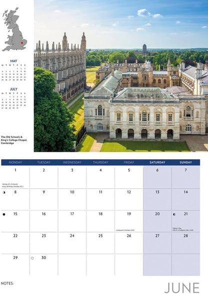Journey Through Britain 2026 A4 Wall Calendar
