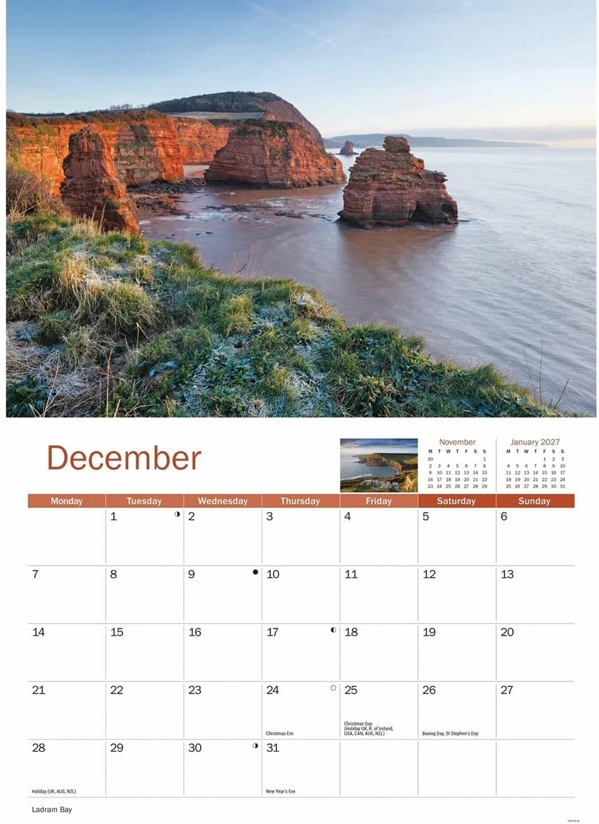 Jurassic Coast 2026 A4 Wall Calendar