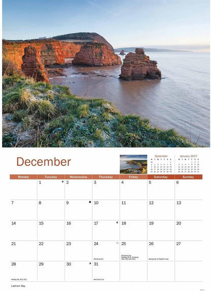 Jurassic Coast 2026 A4 Wall Calendar