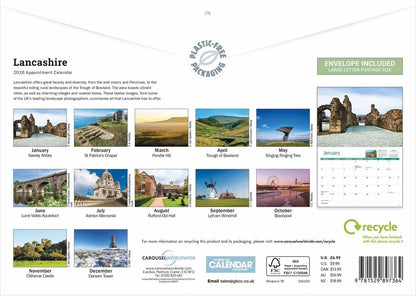 Lancashire 2026 A4 Wall Calendar