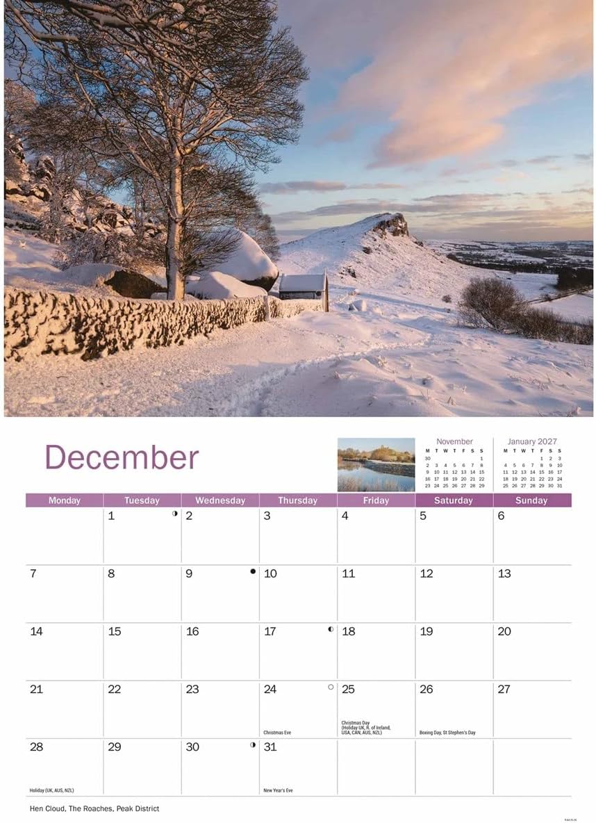 Carousel Worldwide, Landscapes of Britain 2026 A4 Wall Calendar
