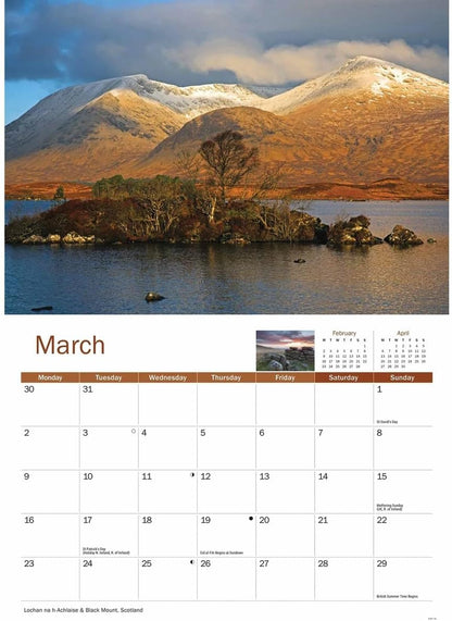 Carousel Worldwide, Landscapes of Britain 2026 A4 Wall Calendar