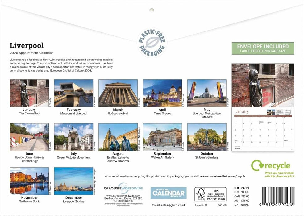 Carousel Worldwide, Liverpool 2026 A4 Wall Calendar