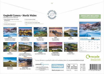 North Wales 2026 A4 Wall Calendar