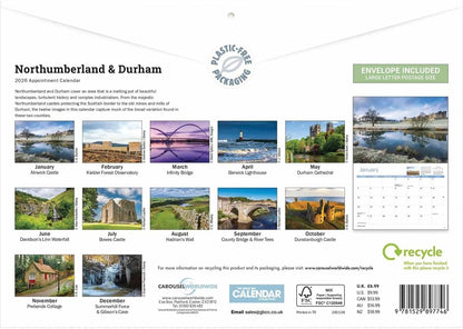 Northumberland & Durham 2026 A4 Wall Calendar