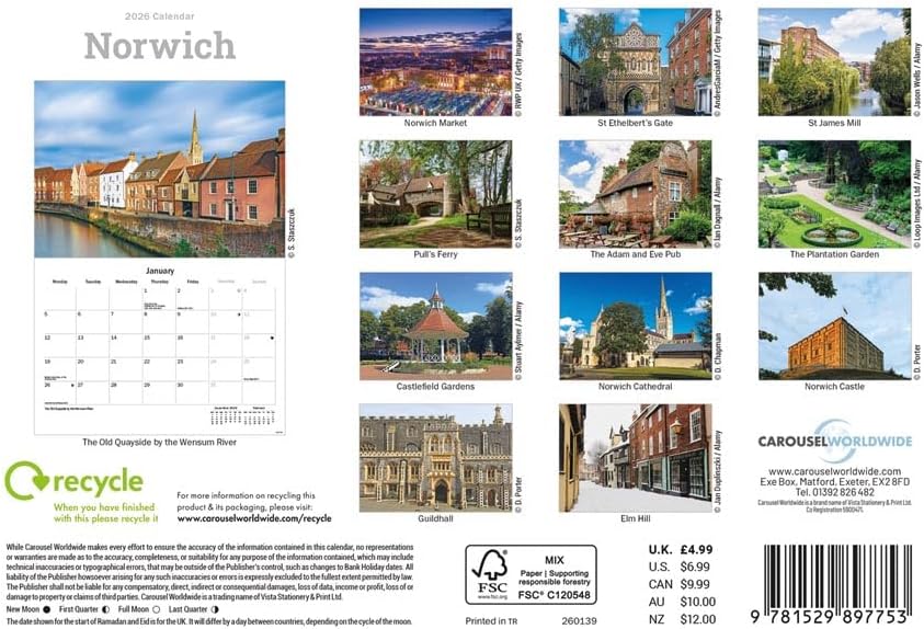Norwich 2026 A5 Wall Calendar
