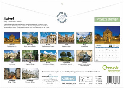 Oxford 2026 A4 Wall Calendar