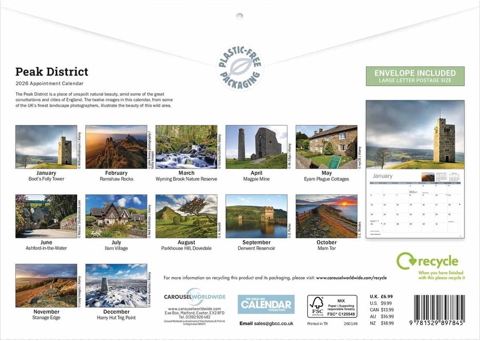 Carousel Worldwide, Peak District 2026 A4 Wall Calendar