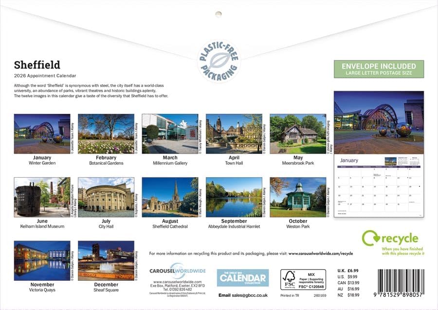 Carousel Worldwide, Sheffield 2026 A4 Wall Calendar