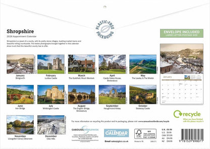 Shropshire 2026 A4 Wall Calendar