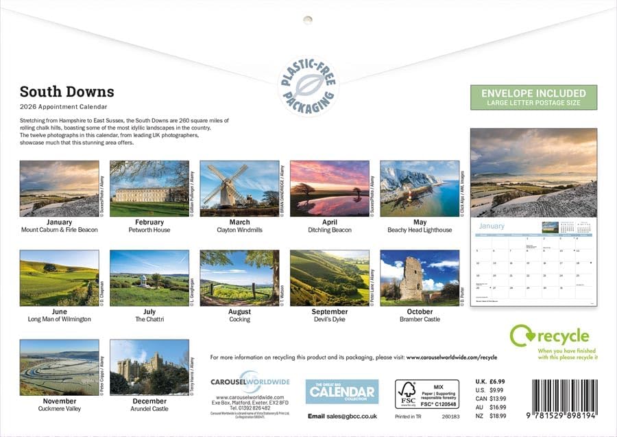 South Downs 2026 A4 Wall Calendar