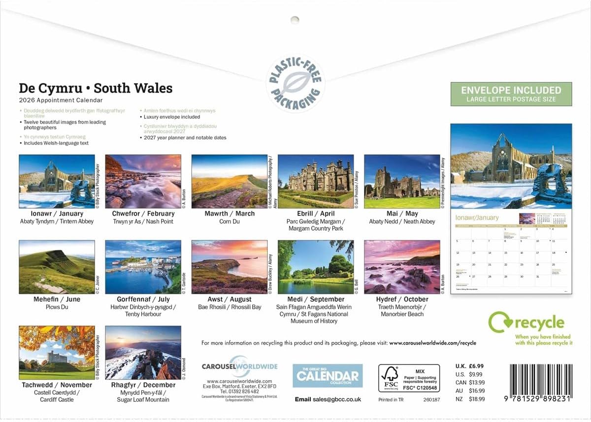 Carousel Worldwide, South Wales 2026 A4 Wall Calendar