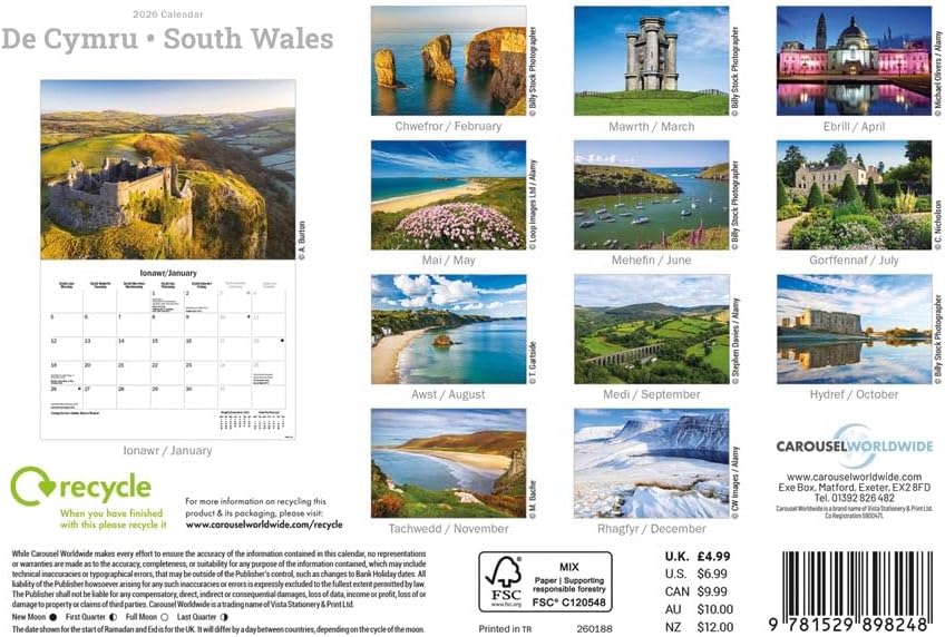 South Wales 2026 A5 Wall Calendar