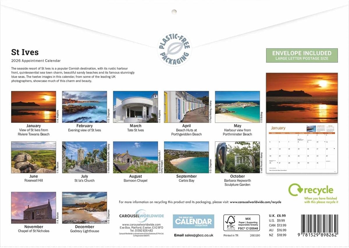 Carousel Worldwide, St Ives 2026 A4 Wall Calendar