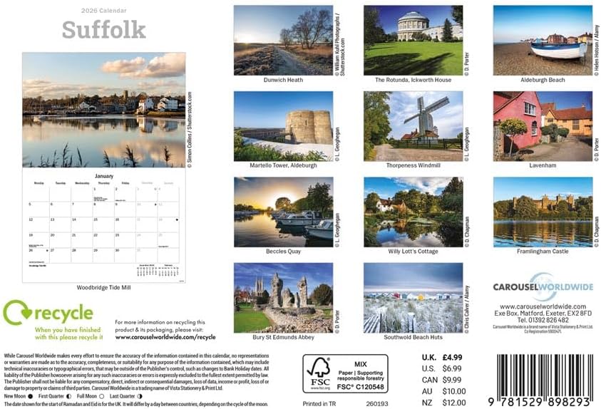Carousel Worldwide, Suffolk 2026 A5 Wall Calendar