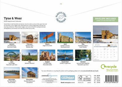 Carousel Worldwide, Tyne & Wear 2026 A4 Wall Calendar