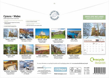 Wales 2026 A4 Wall Calendar