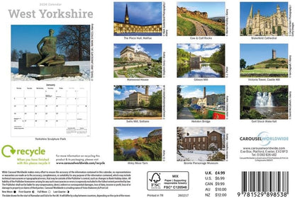 West Yorkshire 2026 A5 Wall Calendar