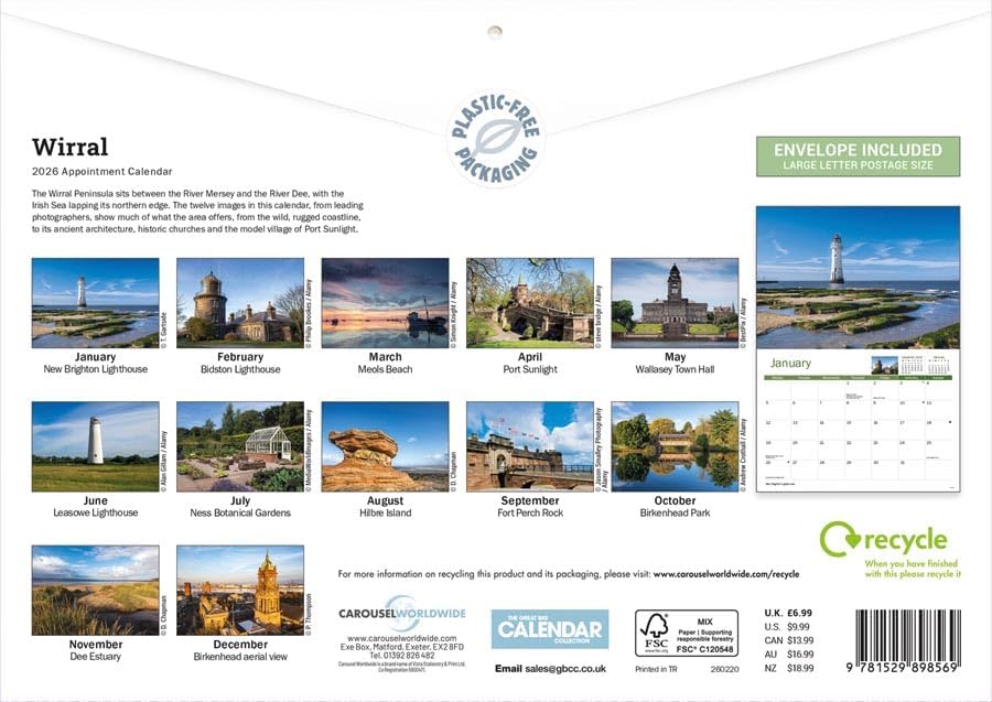 Wirral 2026 A4 Wall Calendar