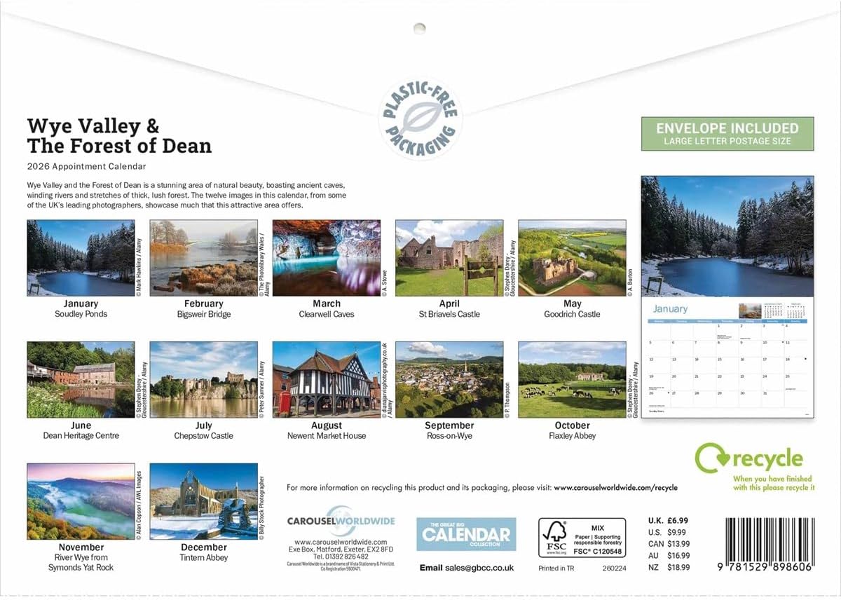 Wye Valley & The Forest of Dean 2026 A4 Wall Calendar