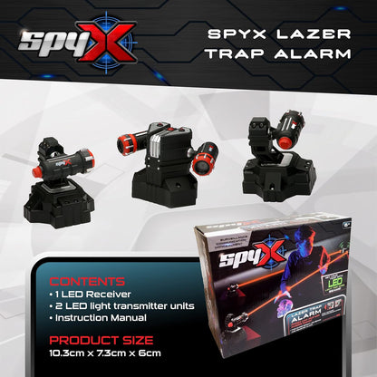 SpyX - Lazer Trap Alarm For Kids - Protect Yourself With Invisible LED Trip Wire Beams For Fun Spy Missions - Includes 2 Super Bright Beams and Receiver Alarm, 6+ Years