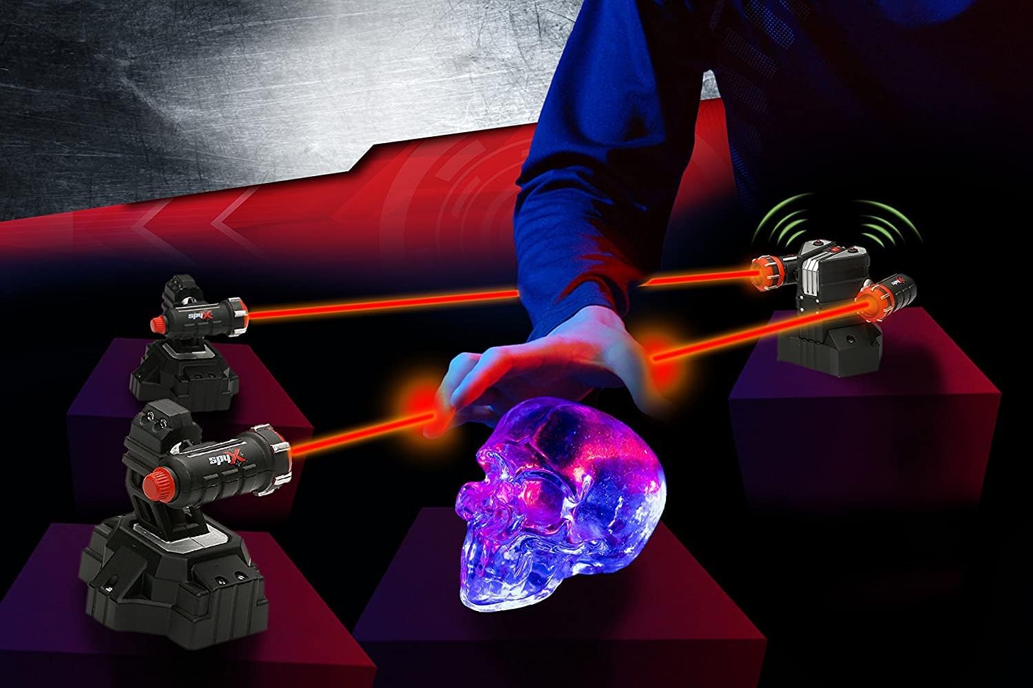 SpyX - Lazer Trap Alarm For Kids - Protect Yourself With Invisible LED Trip Wire Beams For Fun Spy Missions - Includes 2 Super Bright Beams and Receiver Alarm, 6+ Years