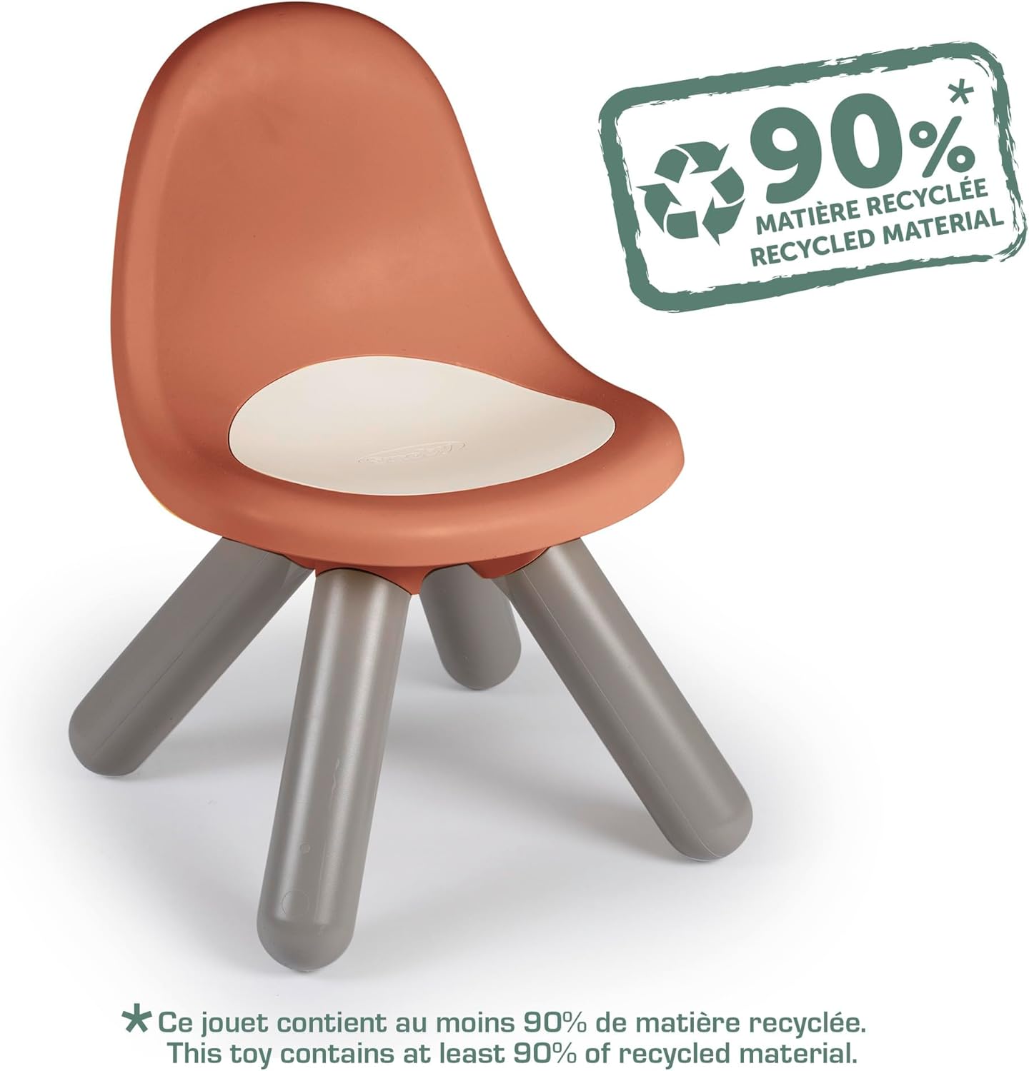 Smoby - Sedia color terra cotta Life Kid, plastica riciclata, rispetto ambiente, per bambini dai 18 mesi, portata max 50 Kg, 7600880122