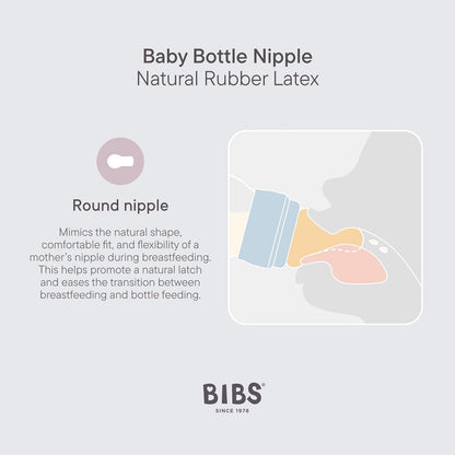 Bibs - Baby Bottle Nipple Round Latex - Medium Flow - 2 Pack