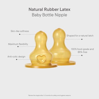 Bibs - Baby Bottle Nipple Round Latex - 2 Pack - Slow Flow