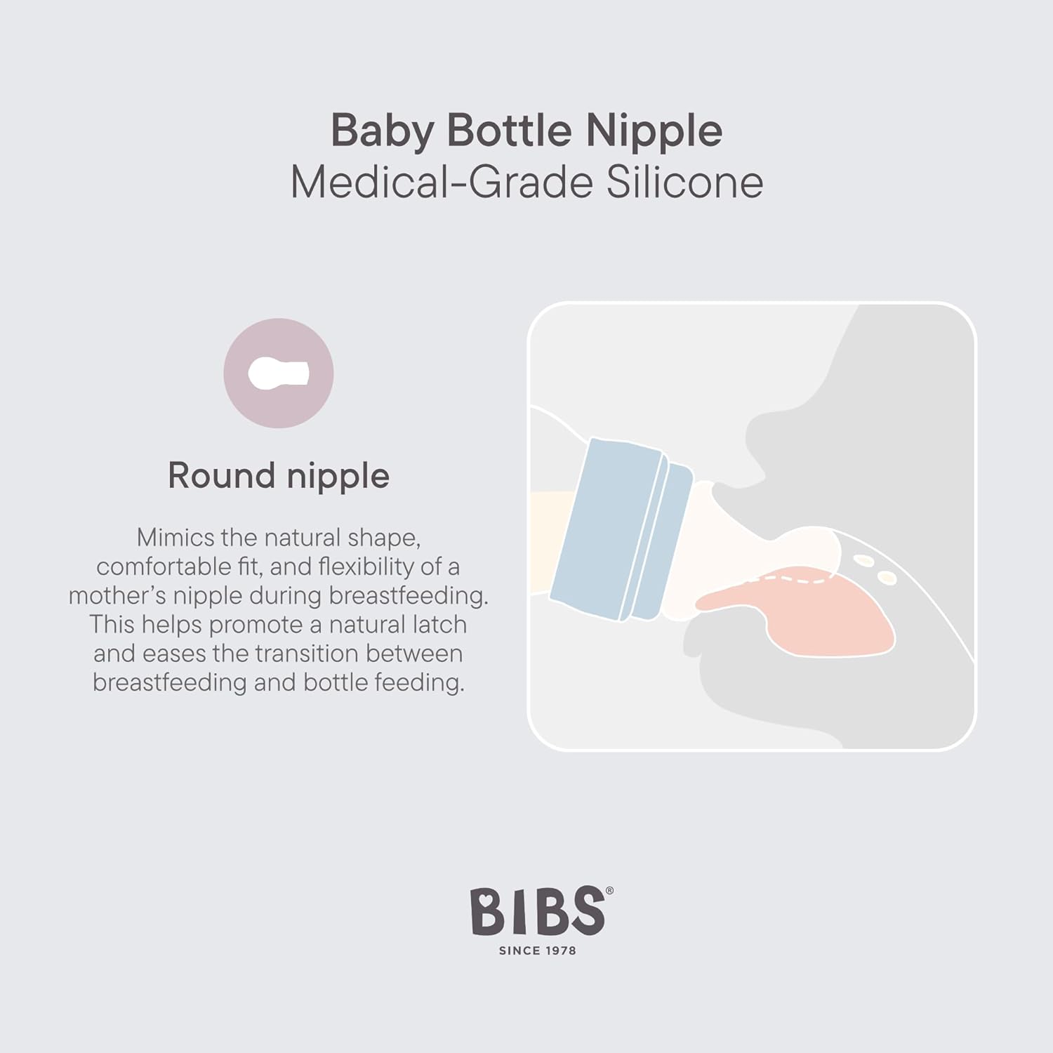 Bibs - Baby Bottle Nipple Round Silicone - Fast Flow - 2 Pack