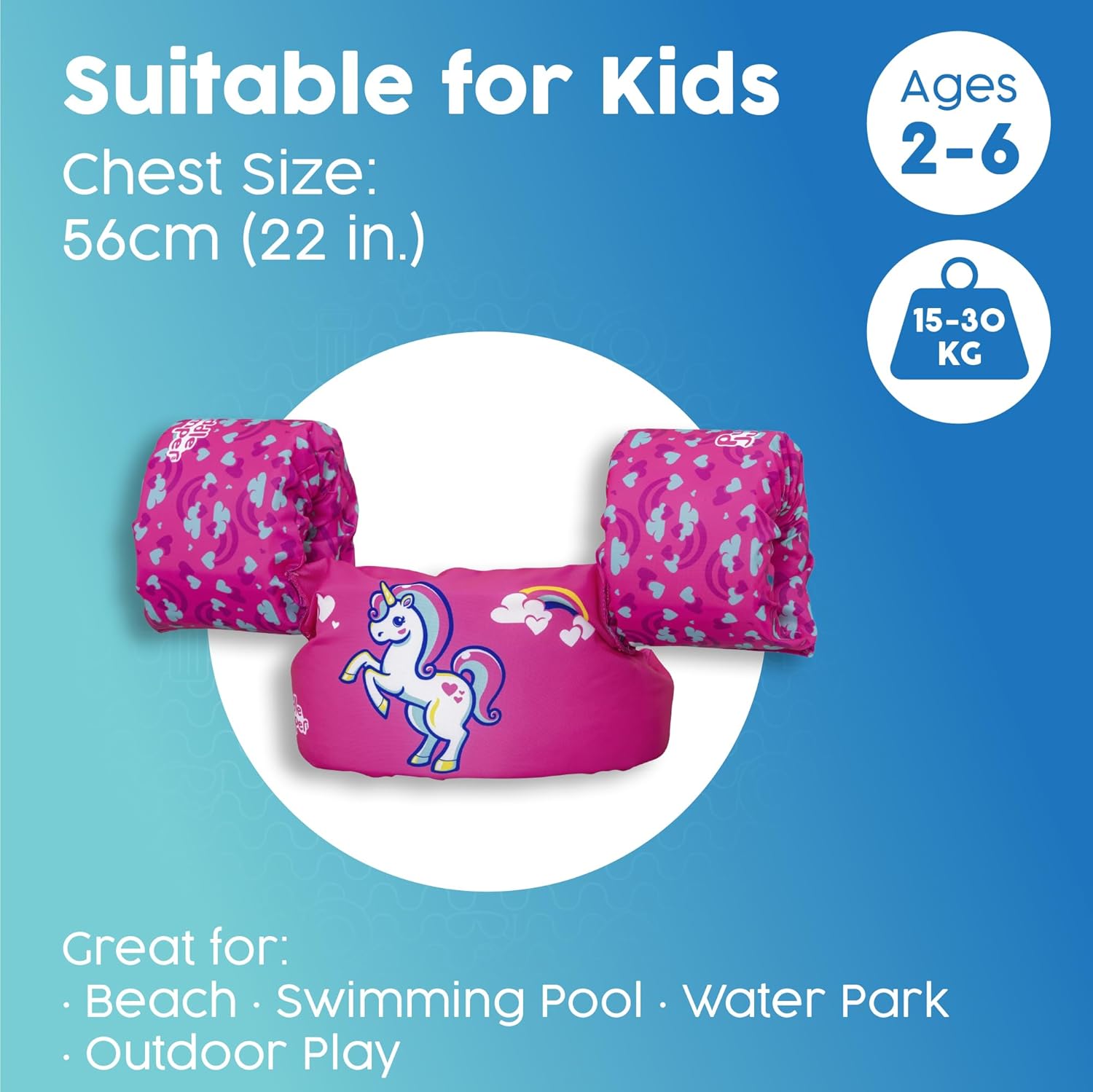 Bestway Puddle Jumper Swim Vest with Armbands, Toddler Swim Vest, Adjustable Kids Float Vest, Kids Swim Vest, Ages 2+ Multiple