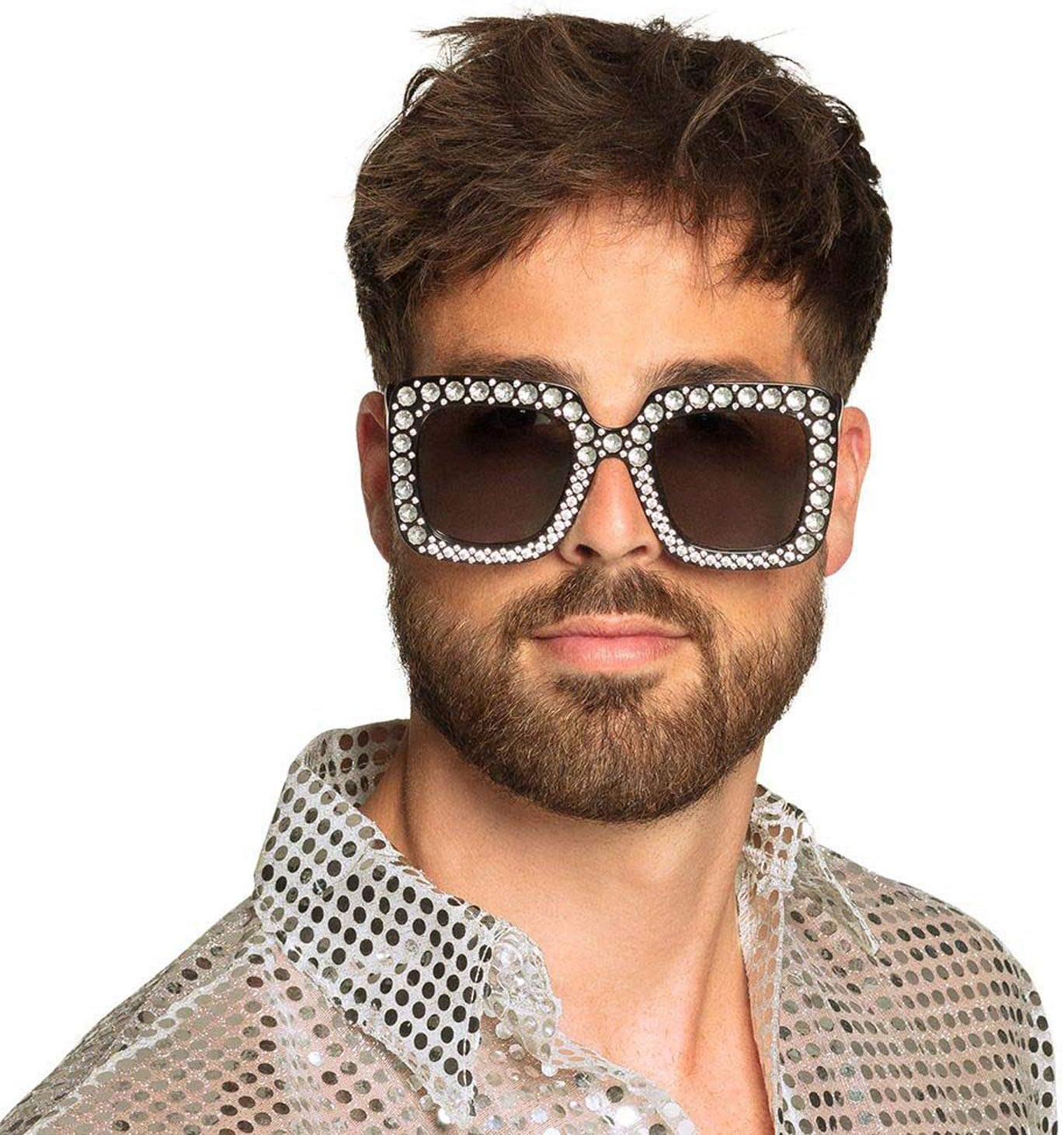 Boland - Feestbril Bling-Bling, voor volwassenen, bril met strass, leuke bril, carnaval, themafeest, Halloween